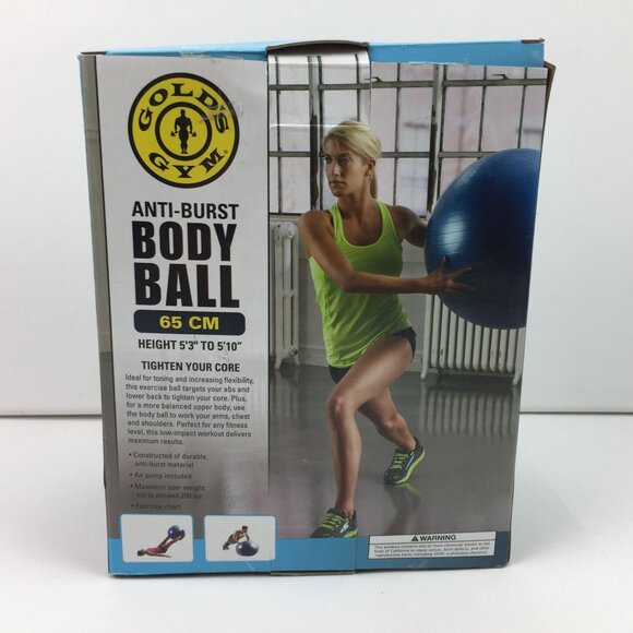 Golds Gym Anti-Burst Body Ball 65 CM For Core Flexibility Includes Pump Chart - Picture 5 of 13